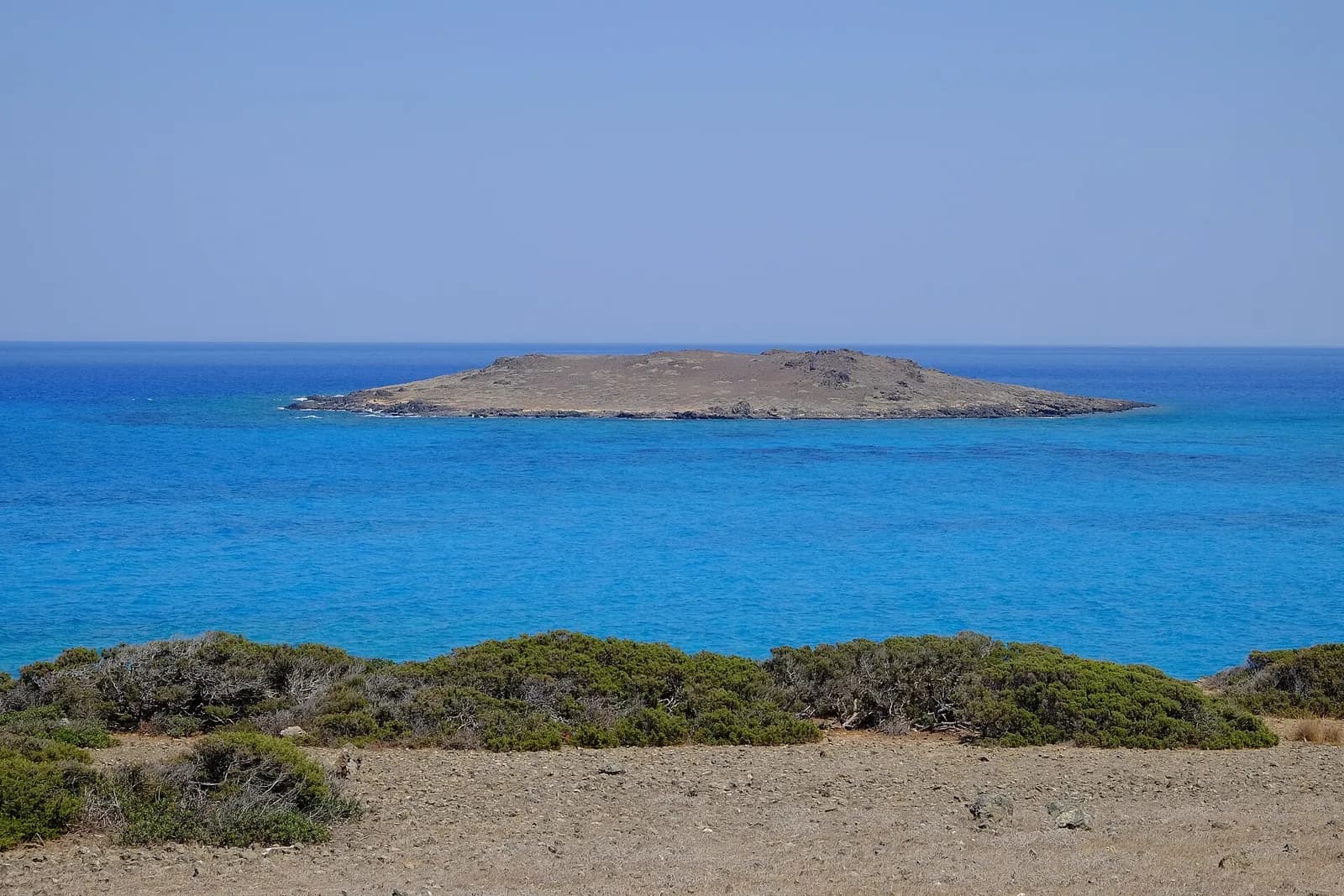 The islet of Mikronisi seen from Chrissi Island