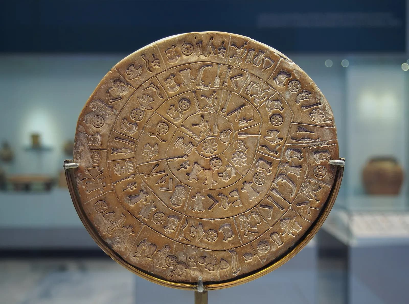 The Phaistos Disc, on display at the Heraklion museum
