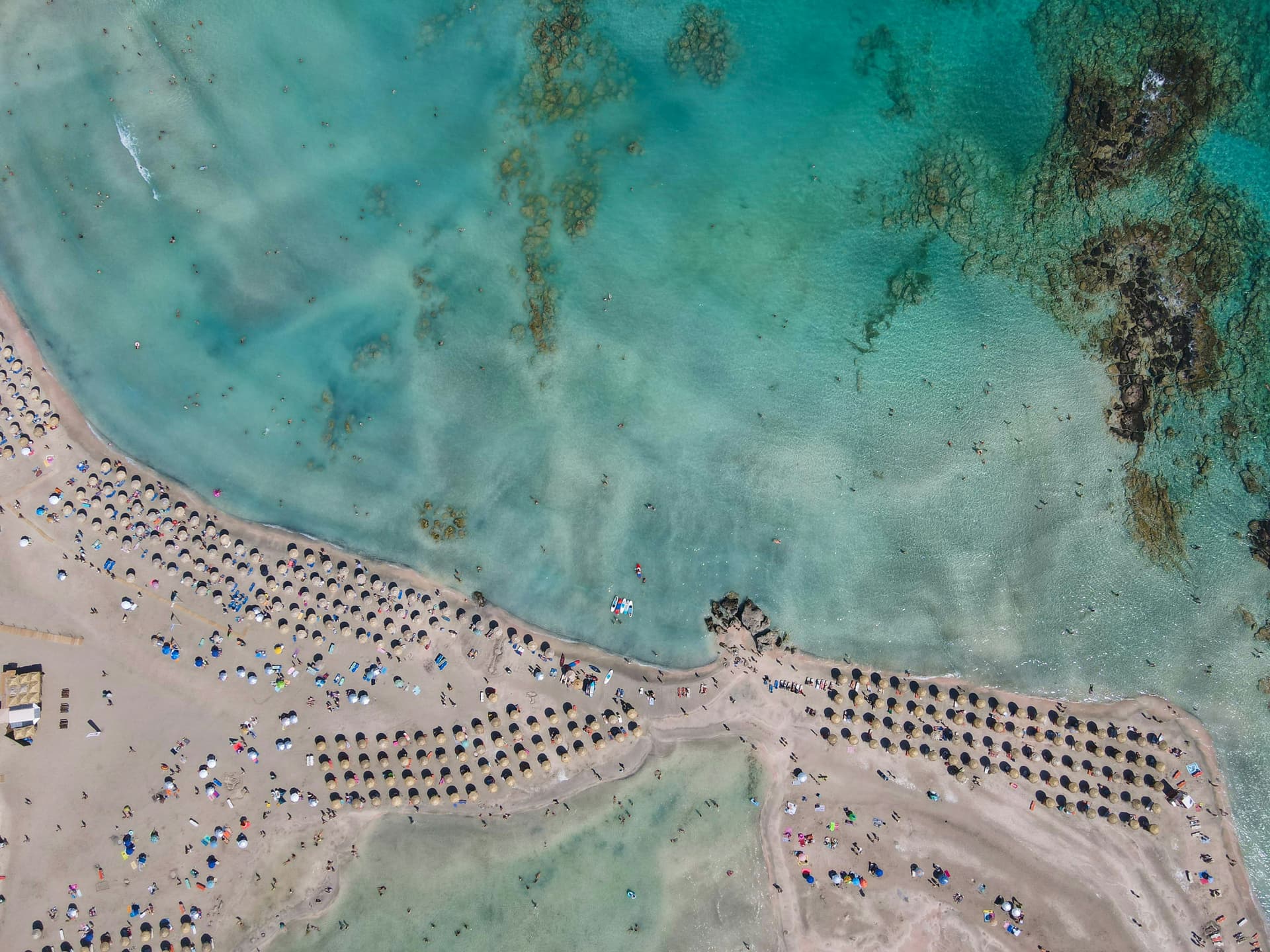 The Elafonisi islet seen from the main beach, separated by the shallow lagoon