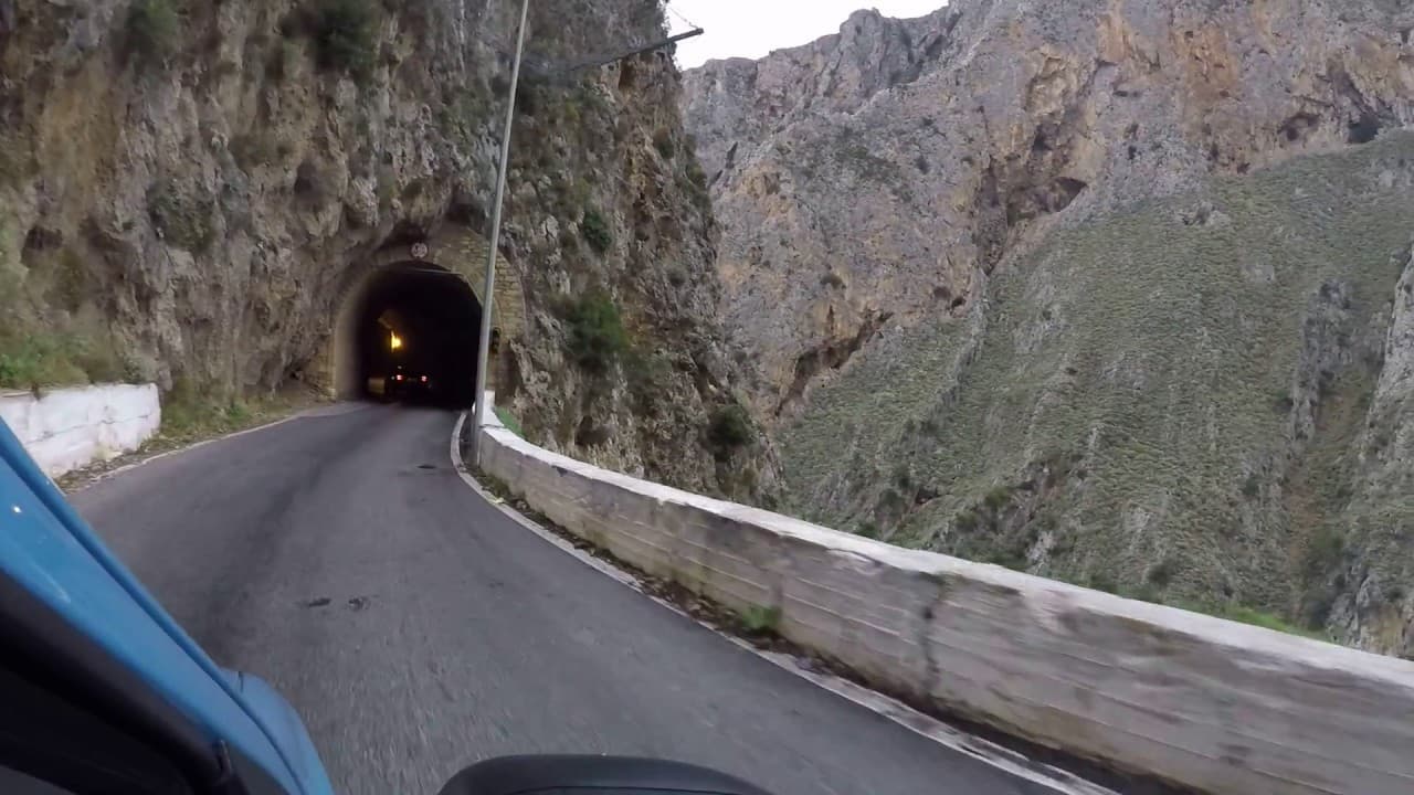 Winding road leading to Elafonisi Beach through the mountains of Crete