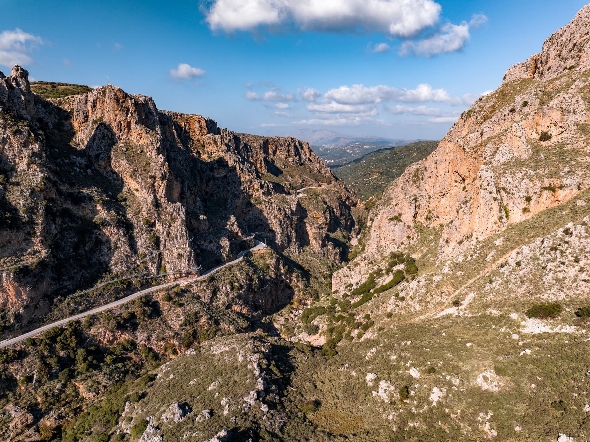 The Topolia Gorge on the road to Elafonisi, towering rock faces