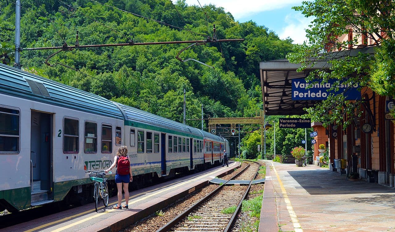 Varenna-Esino-Perledo train station on Lake Como's eastern shore, gateway to the ferry network