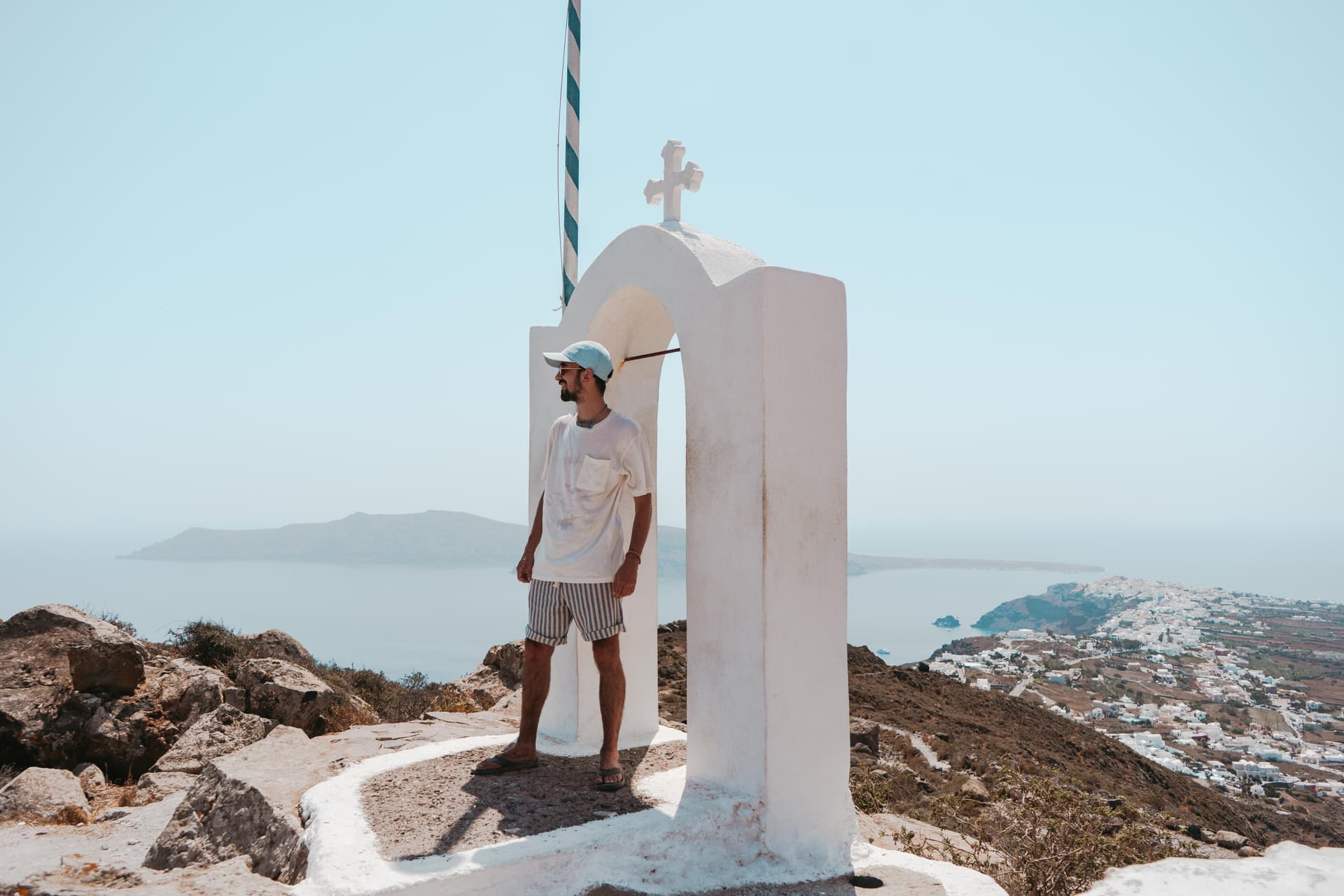 The caldera trail between Fira and Oia with views over the Aegean Sea
