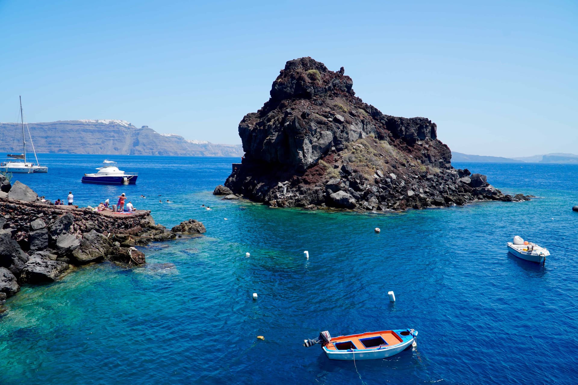 Fishing boats at Ammoudi Bay Santorini