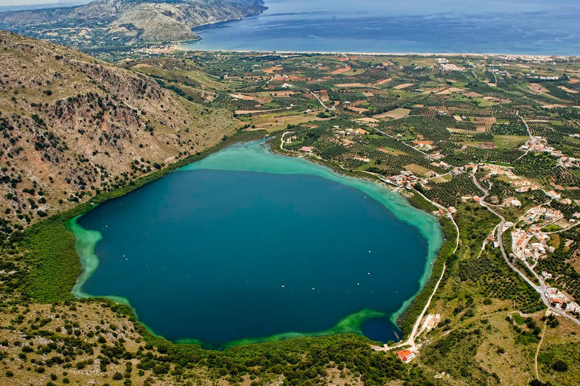 View of Lake Kournas from the surrounding hills