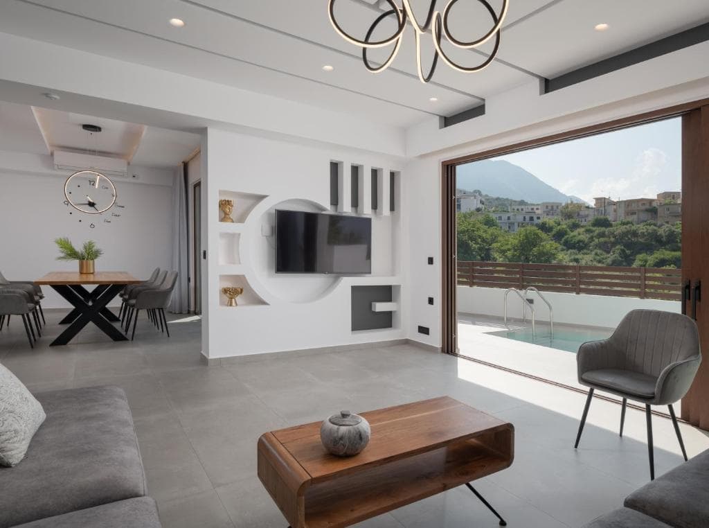 Warm interior of a Du Lac villa near Lake Kournas