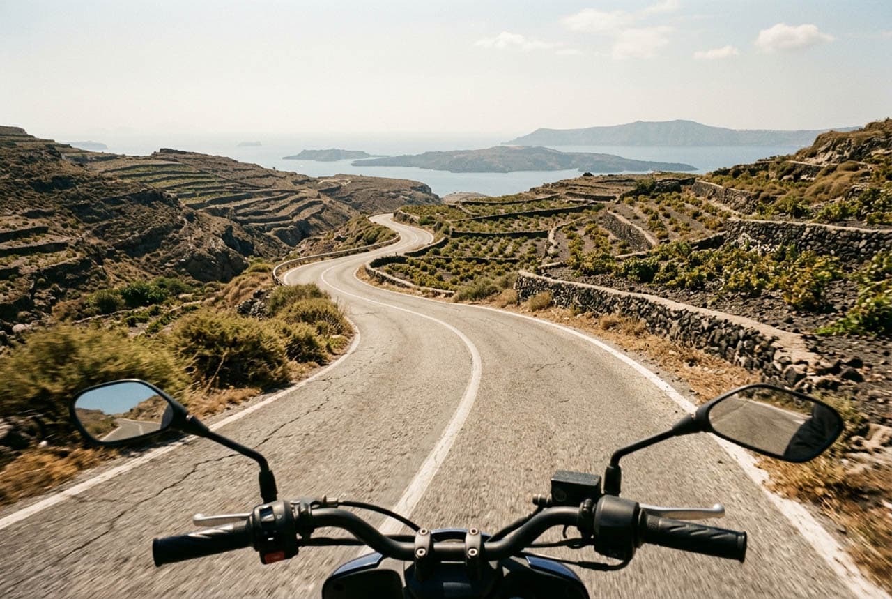 How to ride a scooter or motorbike in Santorini