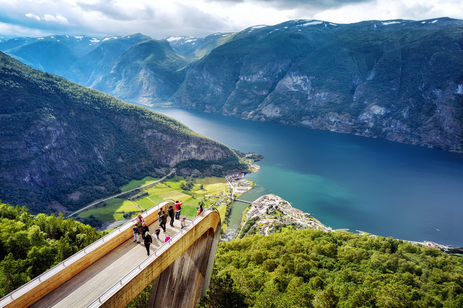 The walls of the Nærøyfjord seen from the road between Gudvangen and Flåm in Norway