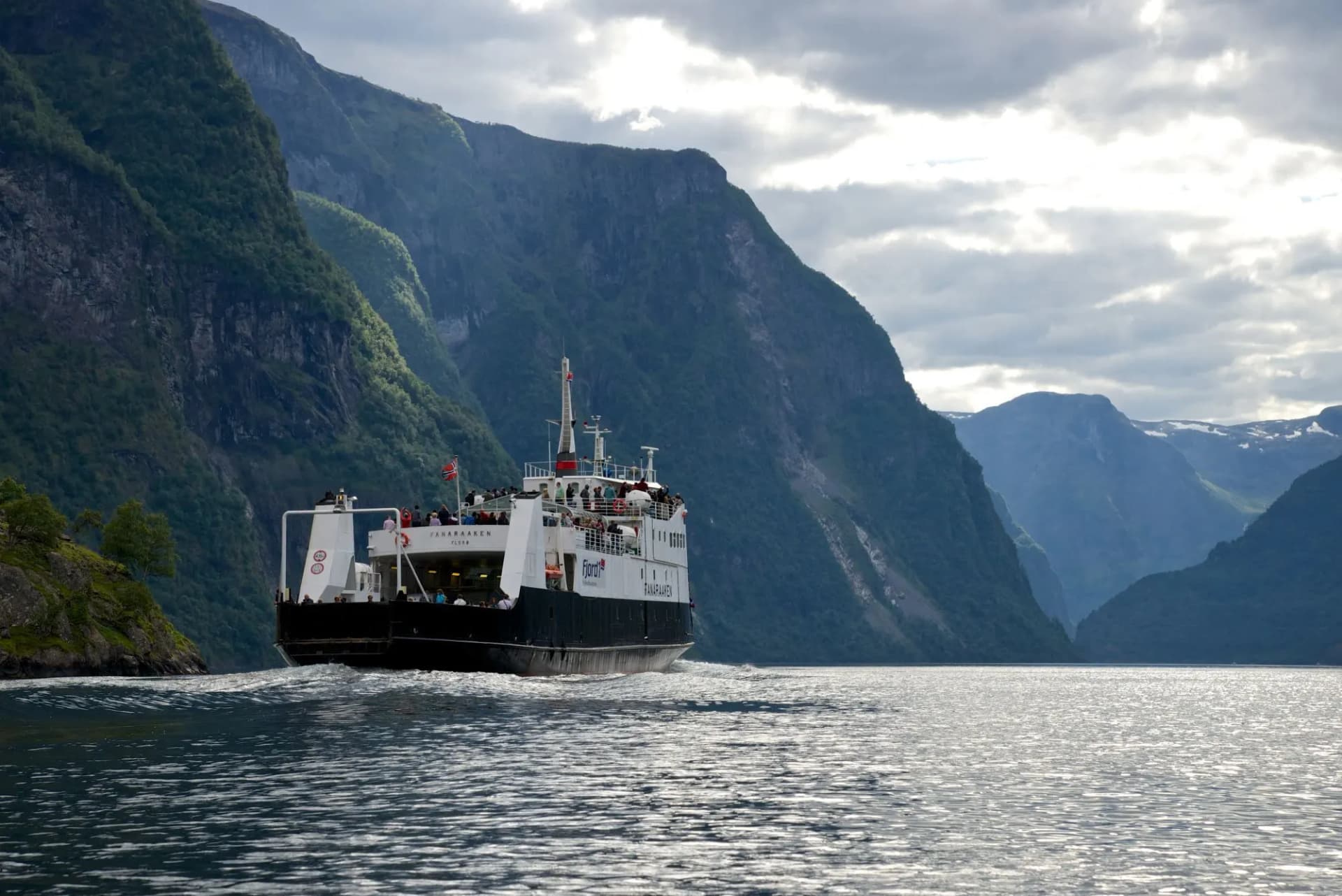 A ferry crossing on a Norwegian fjord between Bergen and Stavanger