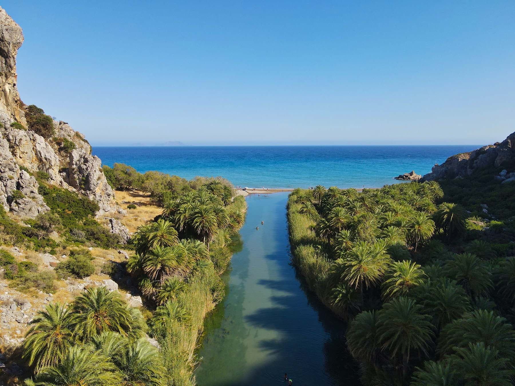 Plage de preveli crete guide — La beach de Preveli : palmiers et oasis en Crete