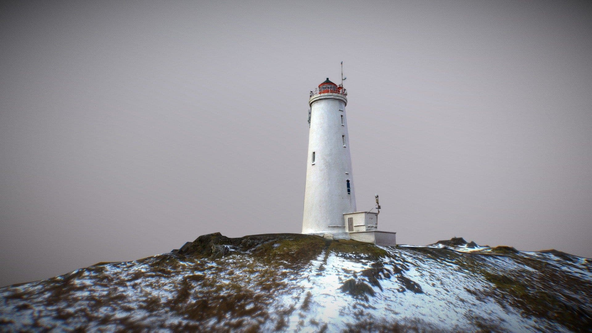 Reykjanesviti lighthouse perched on a cliff on the Reykjanes Peninsula