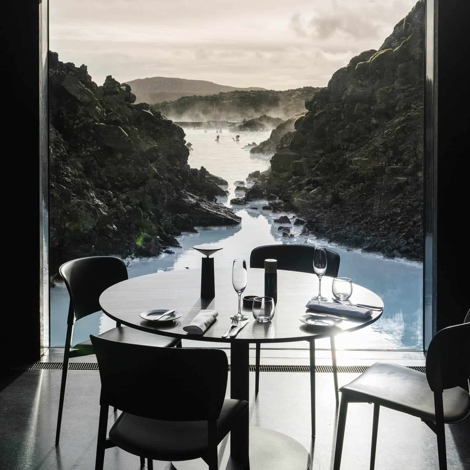 Dishes served at the Blue Lagoon restaurant with a view of the lagoon