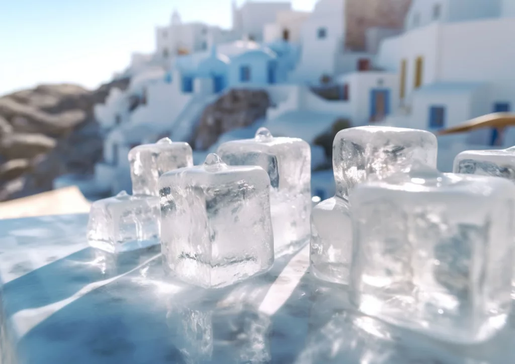 Faire attention aux glaçons à Santorin