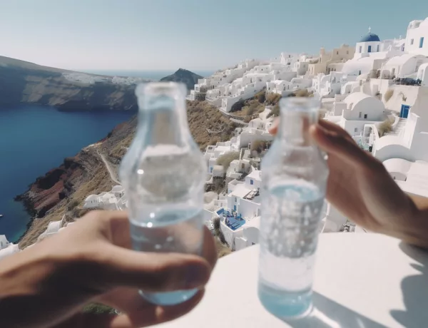 Boire de l'eau potable à Santorin