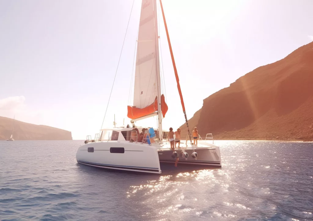 Voyager à Santorin en Famille - Excursion en Catamaran