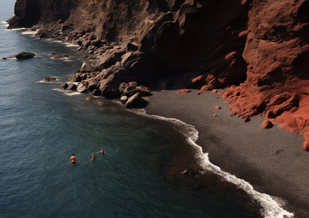 Se baigner dans les eaux cristallines de Santorin