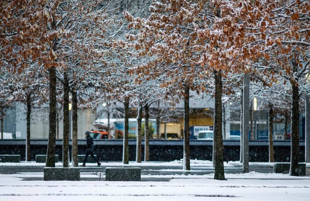 Le memorial du 11 Septembre à New York en hiver