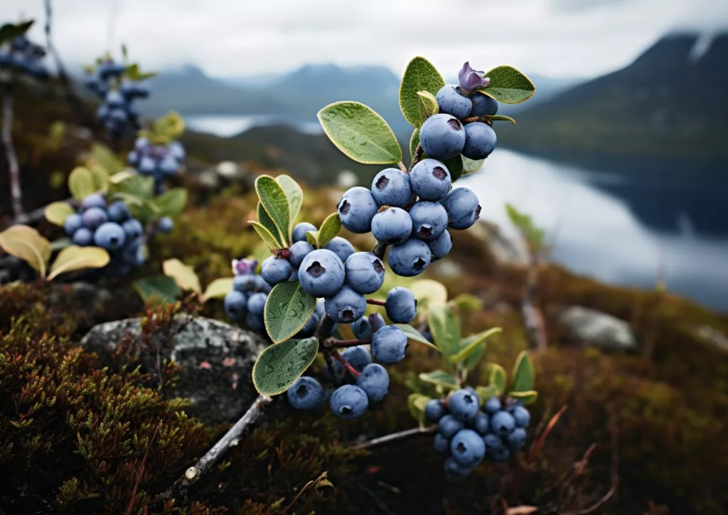 Les bonnes myrtilles sauvages de Norvège