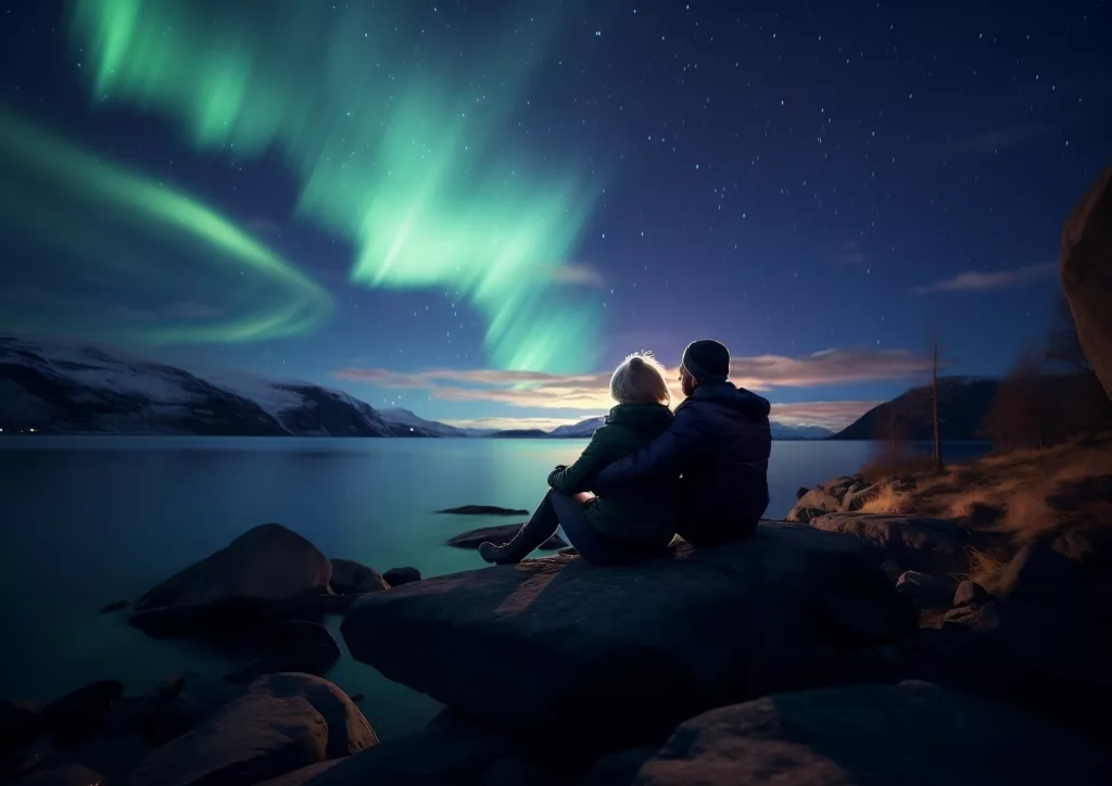 Romantisme sous les aurores boréales de Tromsø