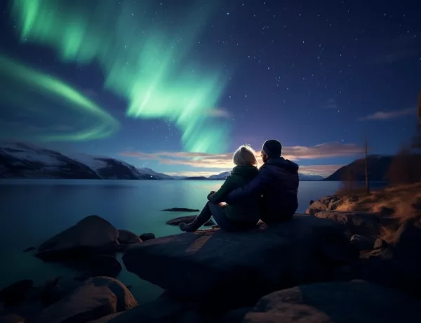 Romantisme sous les aurores boréales de Tromsø