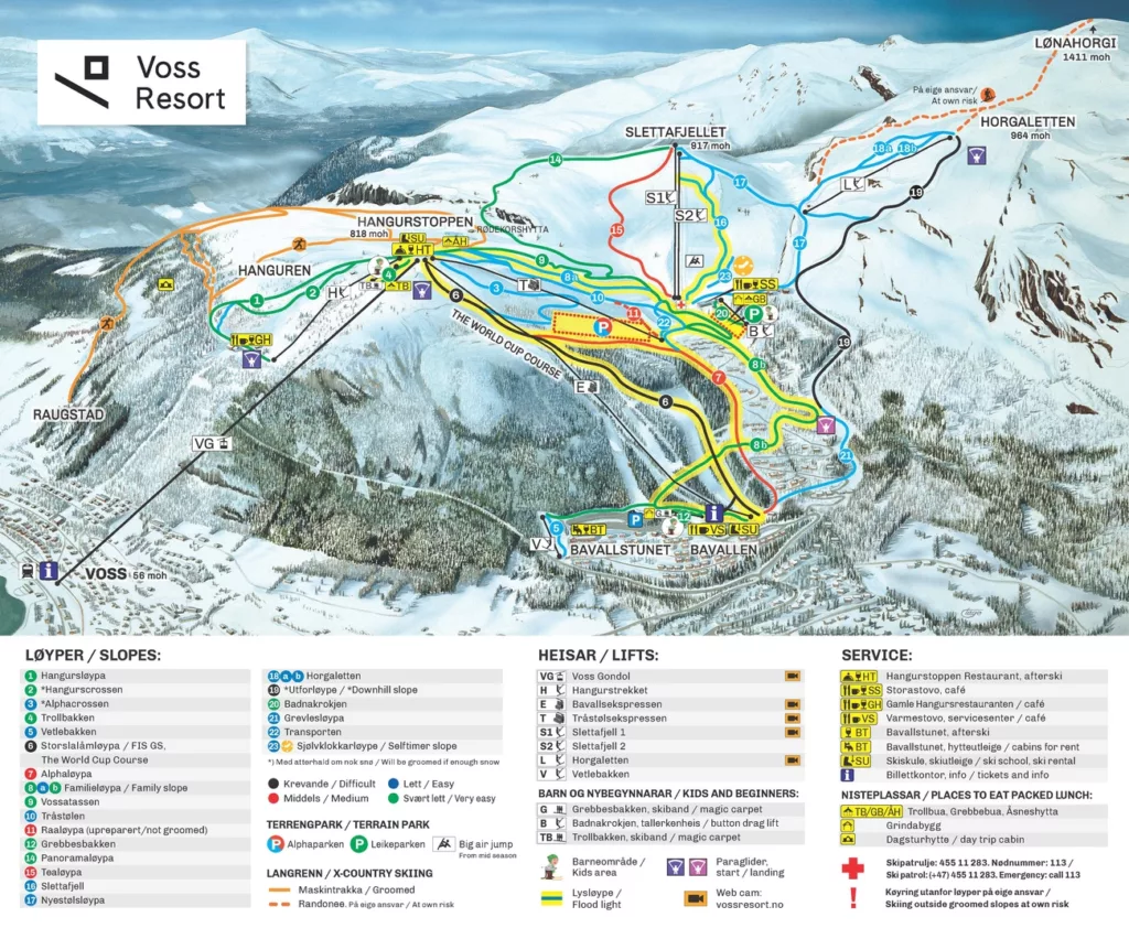 Toutes les pistes de ski de Voss
