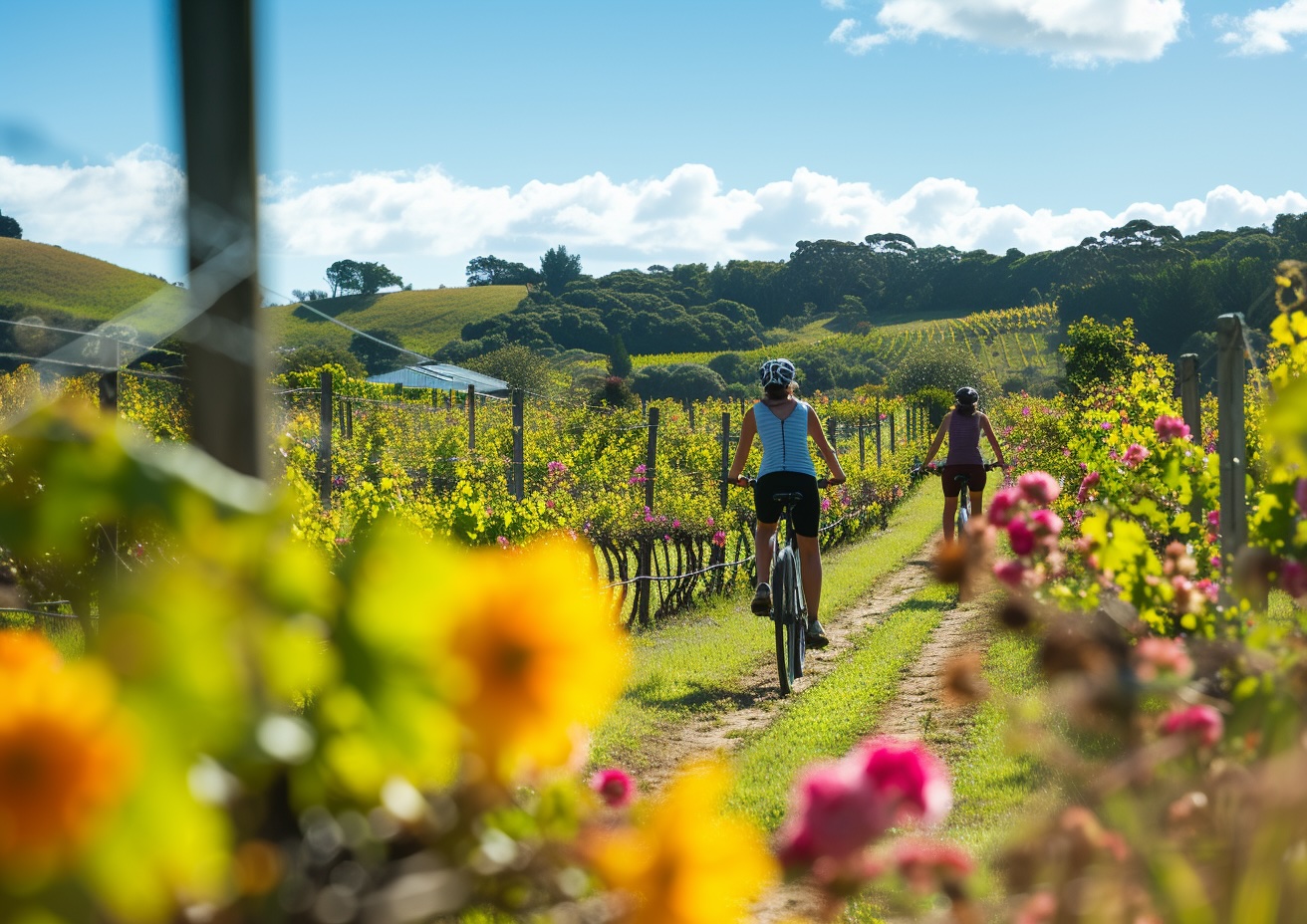 Faites une belle balade en vélo à travers les vignobles de Waiheke Island