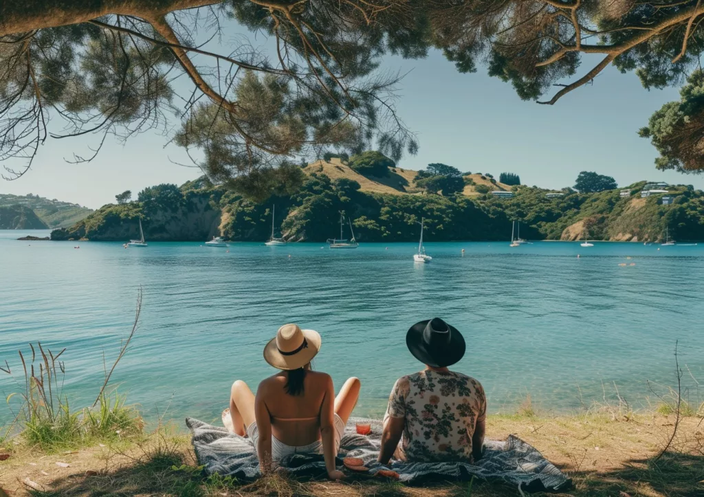 Faire un pique-nique les pieds dans l'eau sur Waiheke Island